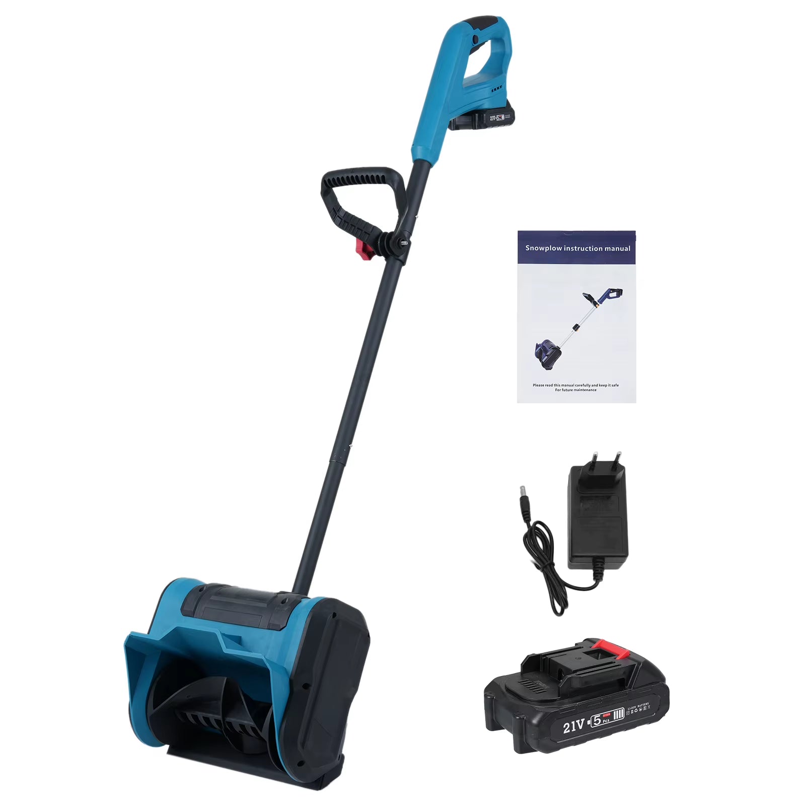 Snow Shovel 21V Battery Powered Snow Thrower Electric Snow Remover Brush Snow Blower with Auxiliary Handle