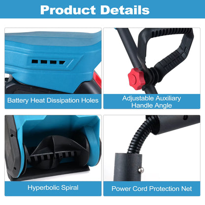Snow Shovel 21V Battery Powered Snow Thrower Electric Snow Remover Brush Snow Blower with Auxiliary Handle