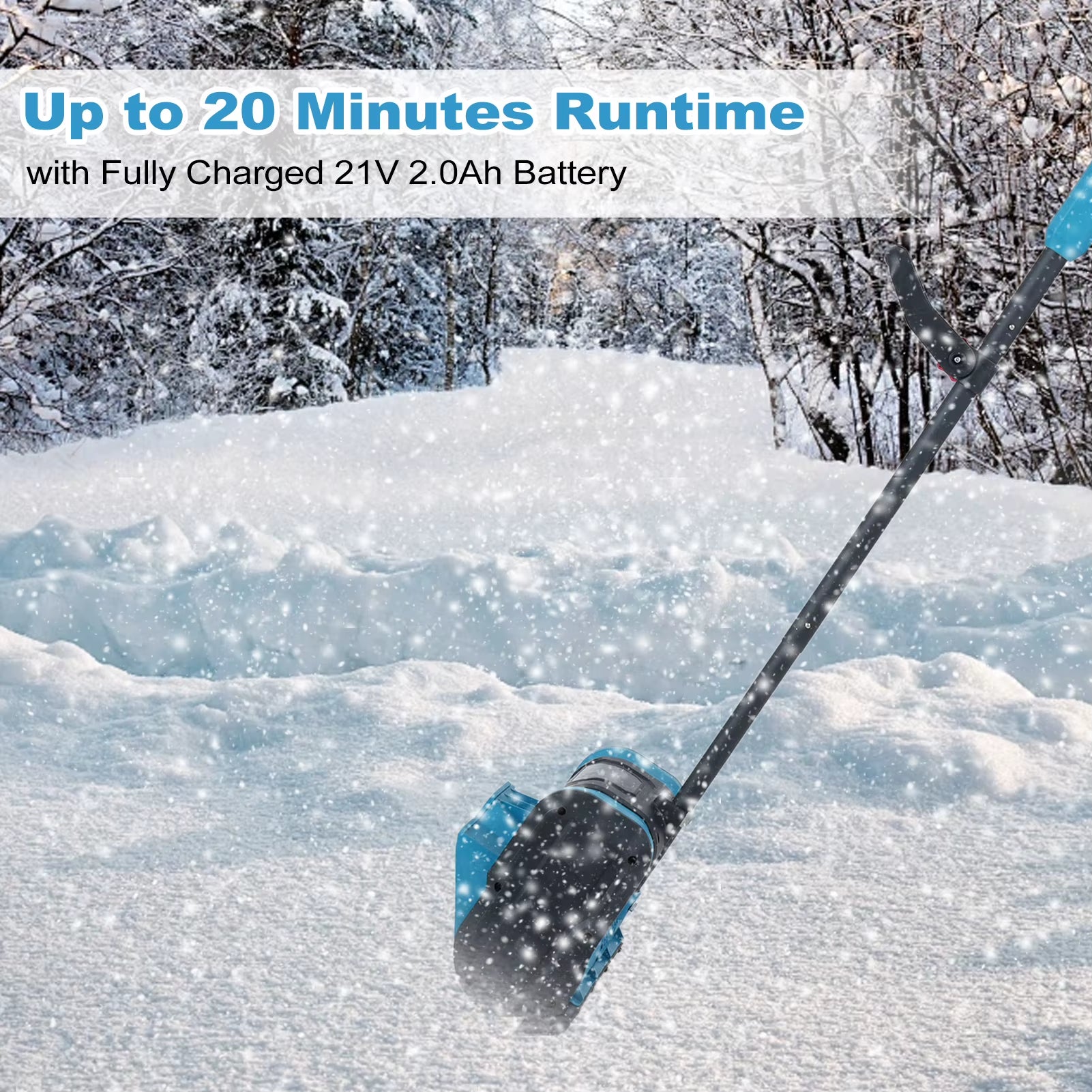 Snow Shovel 21V Battery Powered Snow Thrower Electric Snow Remover Brush Snow Blower with Auxiliary Handle